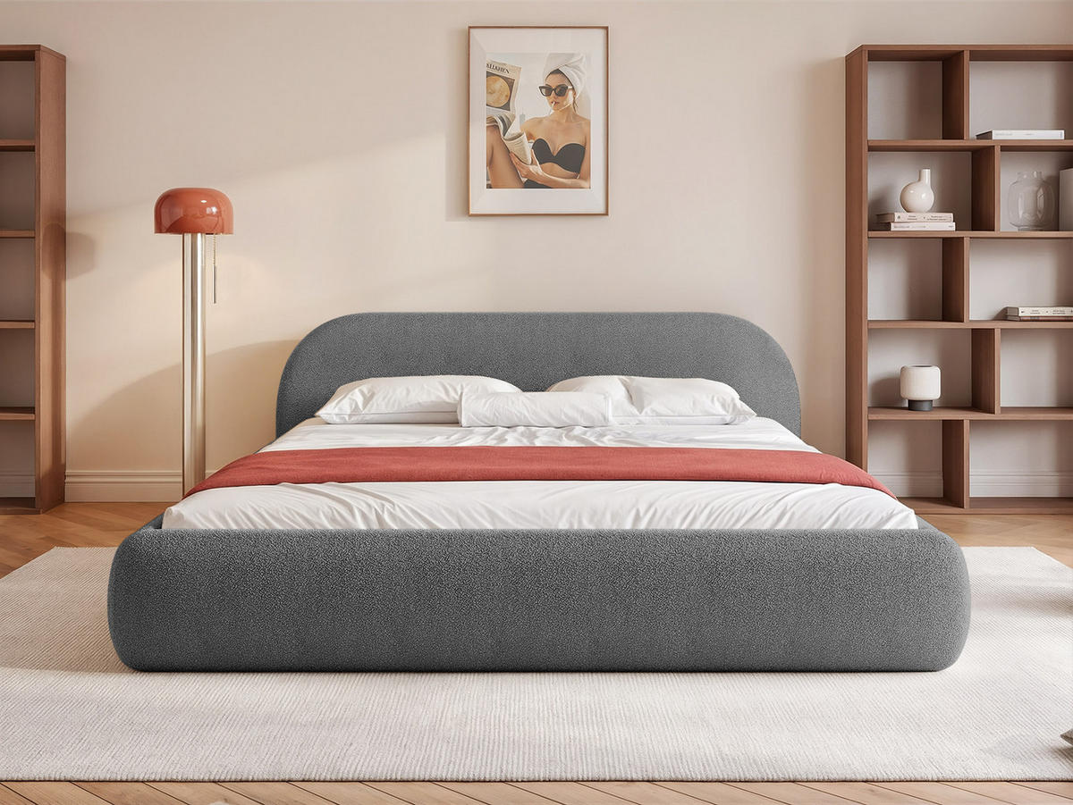 POLSTERBETT Dmar 200x200 cm, Graphit - Schwarz, Textil (200/200cm) - Fedve