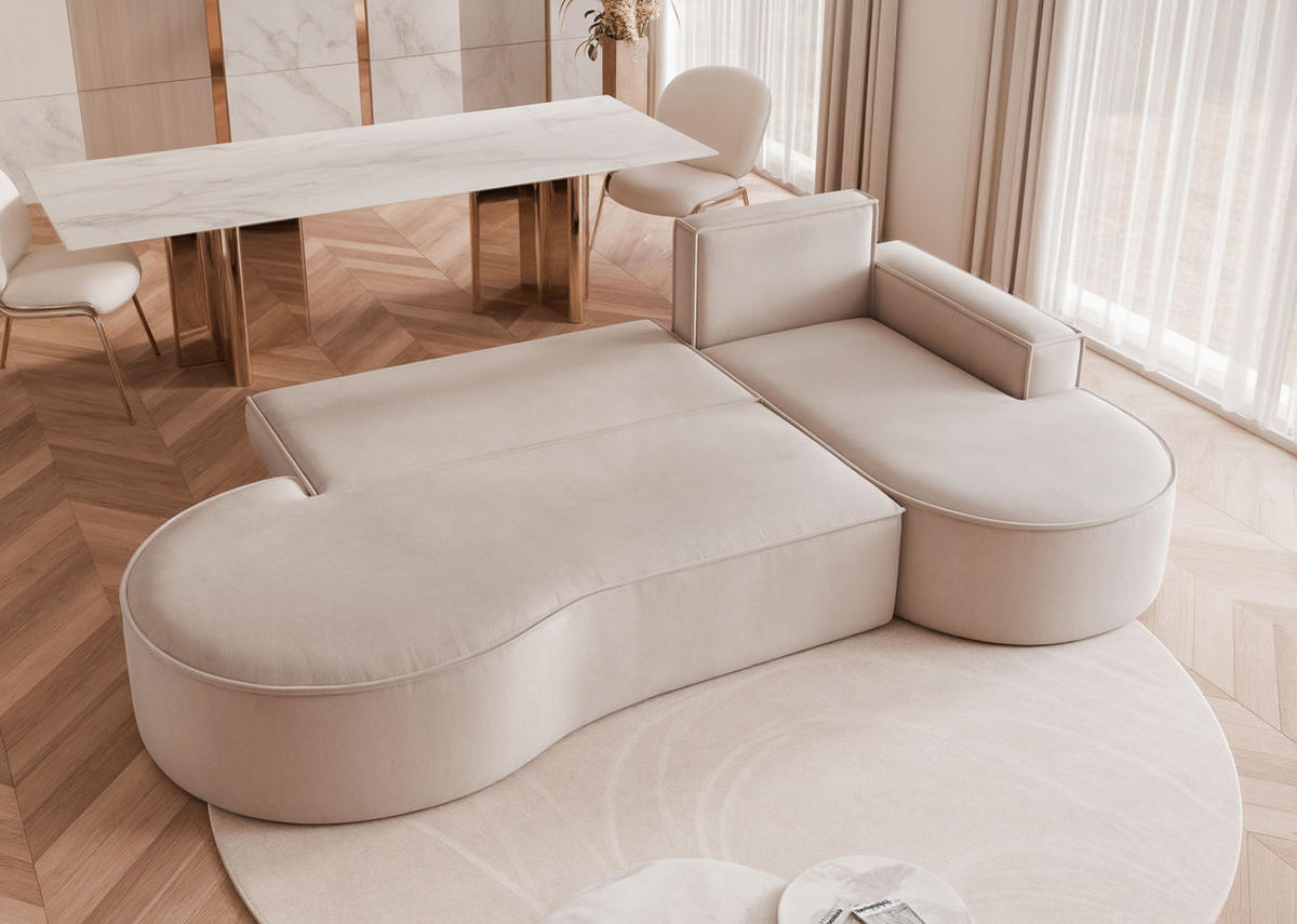 ECKSOFA SOFIA mit Schlaffunktion und Bettkasten Beige - Beige, Holzwerkstoff/Kunststoff (277/157cm) - Idohome