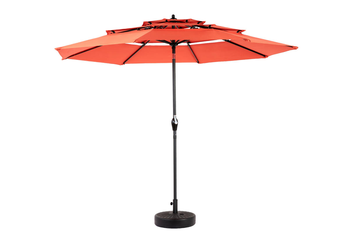 SONNENSCHIRM rund 305 cm in Orange mit Kurbel und Neigefunktion - Orange, Metall (294/294cm) - BEAOK