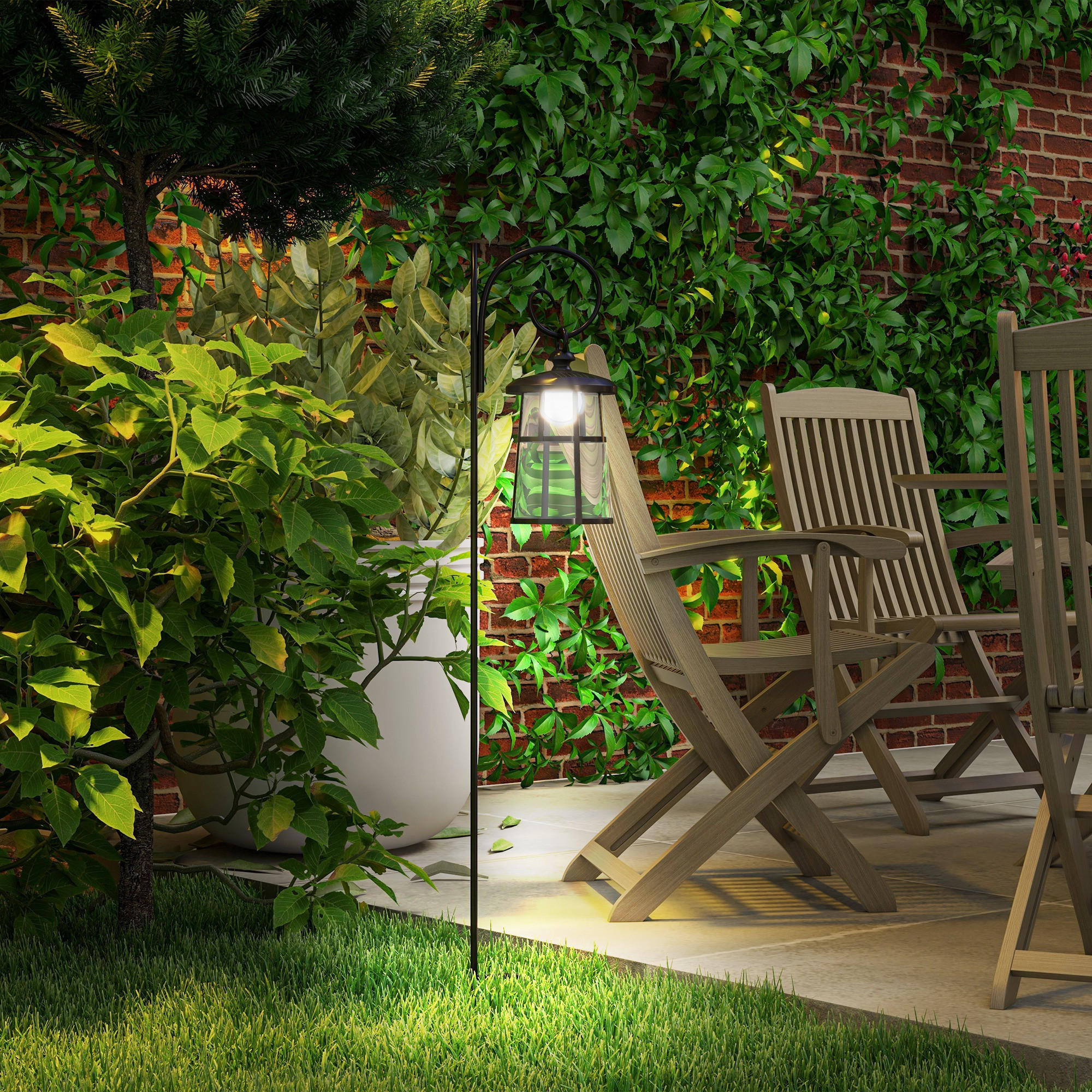 GARTENLATERNE, Schwarz, ABS, Metall - Schwarz, Metall (16.5/21.5/122cm) - Outsunny