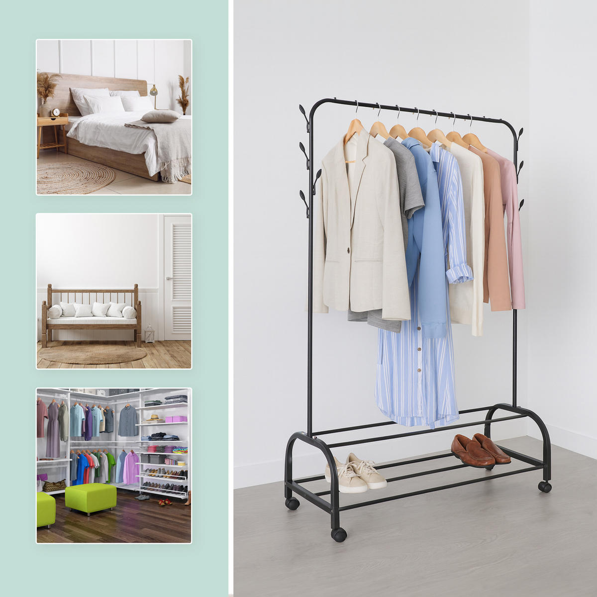 KLEIDERSTÄNDER - Weiß, Kunststoff/Metall (110/160/40cm) - Relaxdays