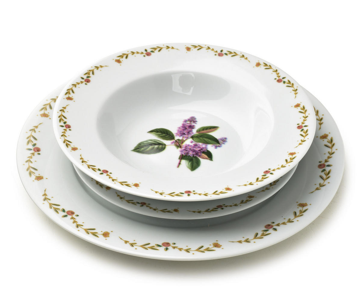 JÍDELNÍ SADA, porcelán, fialová - šeříková, keramika (21/28/28cm) - Mondex