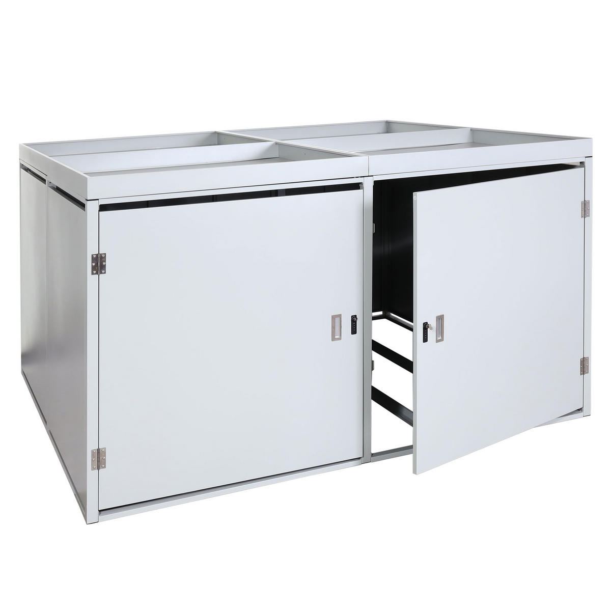 4ER-FAHRRADGARAGE PFLANZKASTEN L56B Hellgrau - Hellgrau, Metall (220/126/210cm) - MCW