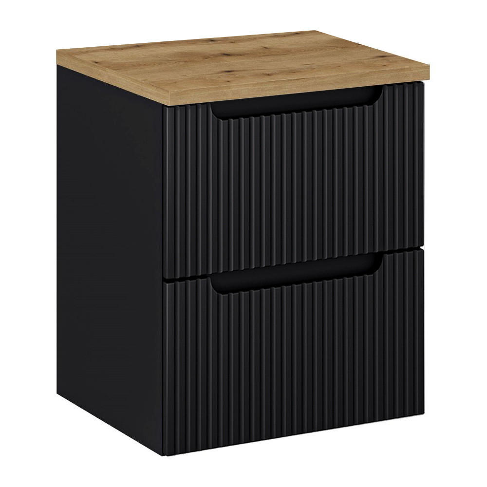 WASCHBECKENSCHRANK Newport-56 - Schwarz, Holzwerkstoff (50/60/40cm) - Lomado
