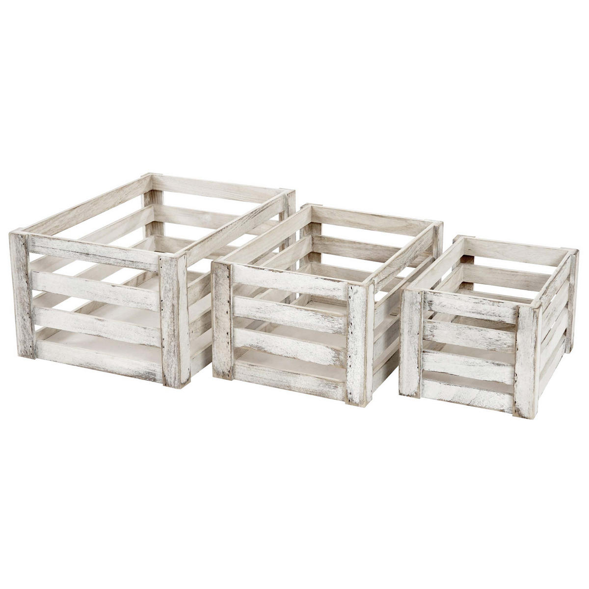 HOLZKISTE 3ER-SET Weiß 3er-Set-Set - Weiß, Holz (30/41/21cm) - MCW