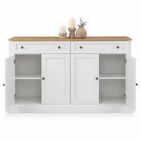 SIDEBOARD in Naturfarbe und Weiß Anrichte mit 4 Türen und 2 Schubladen für Esszimmer und Wohnzimmer, B150/T40/H86 cm - Naturfarben/Weiß, Holzwerkstoff (148/86/40cm) - STILVORA