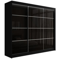KLEIDERSCHRANK PEKA III mit LED - 250 cm - Schwarz - Schwarz/Weiß, Holzwerkstoff (250/215/61cm) - ALTDECOR