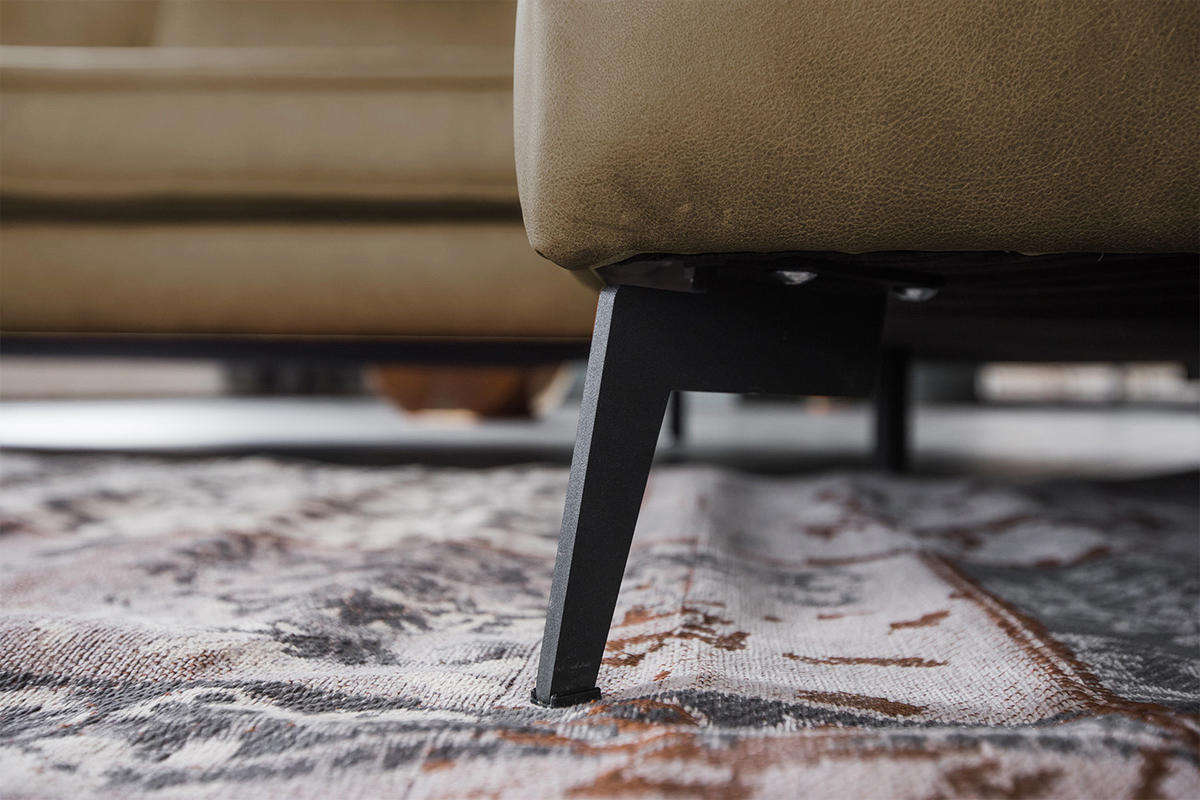 ECKSOFA BLOOM Beige Leder - Beige/Schwarz, Leder/Metall (276/177cm) - KAWOLA