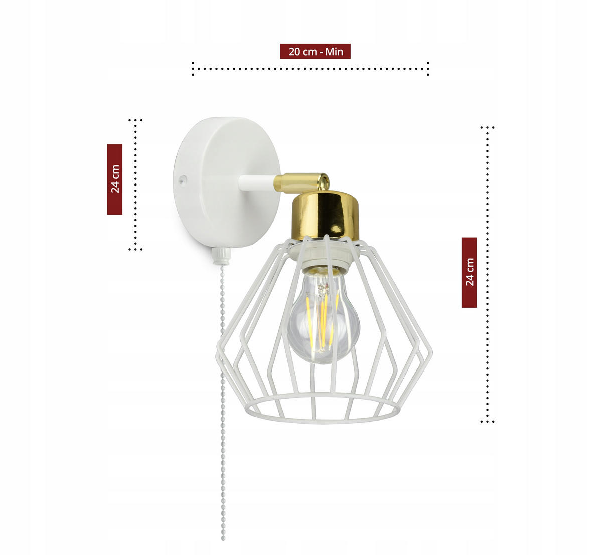 WANDLEUCHTE LOFT - Goldfarben/Weiß, Metall (20/24/18cm) - kiki design