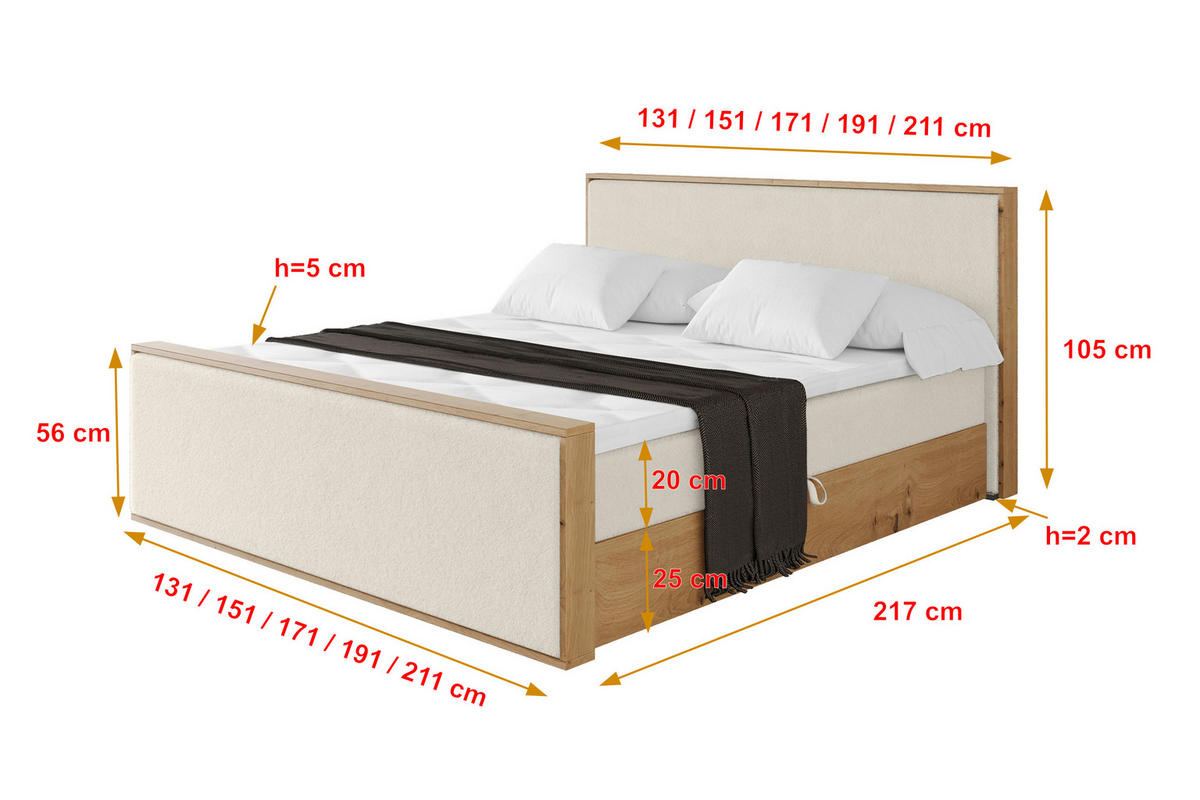 BOXBETT LOLLI9 -Z 120x200 - H4 Hellbeige - Sandfarben, Holzwerkstoff (120/200cm) - ALTDECOR