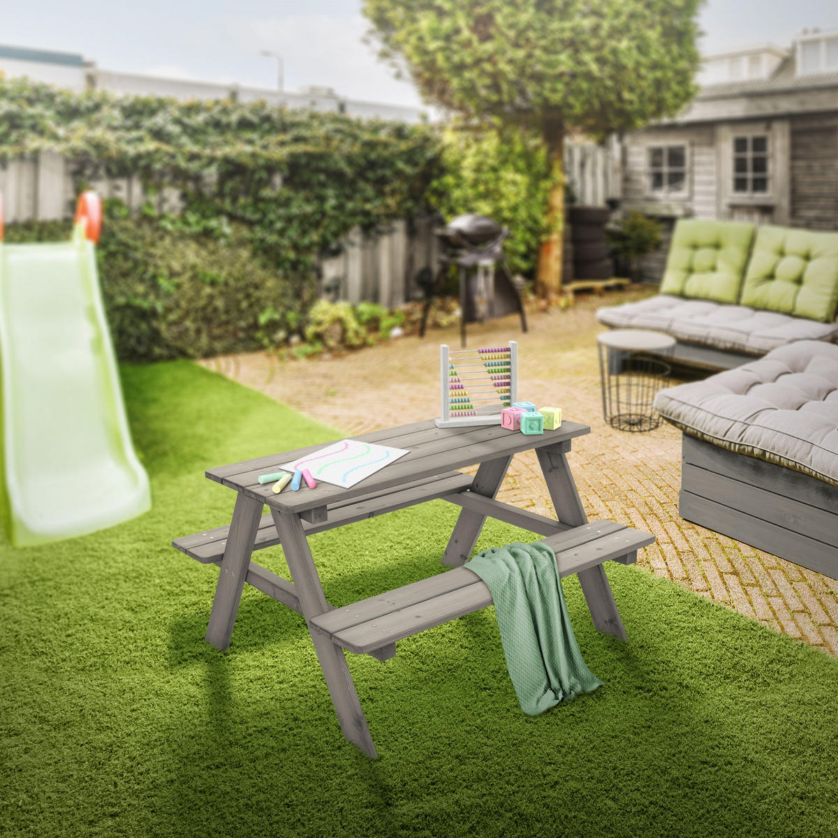 KINDERSITZGARNITUR Grau - Grau, Holz - ML-DESIGN