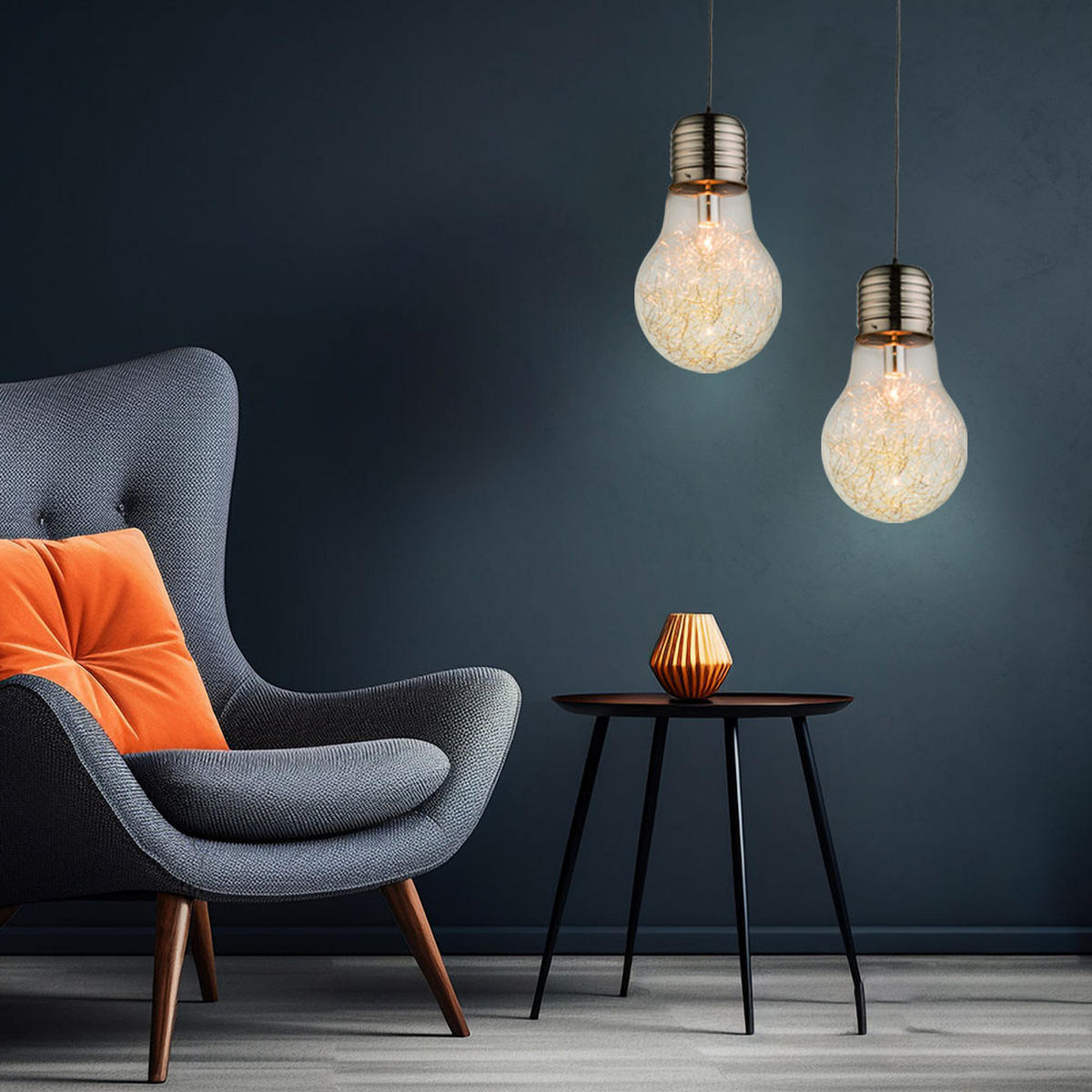 HÄNGELEUCHTE LEVIN Glas Silber - Silberfarben, Glas (27.5/27.5/135cm) - Globo Lighting