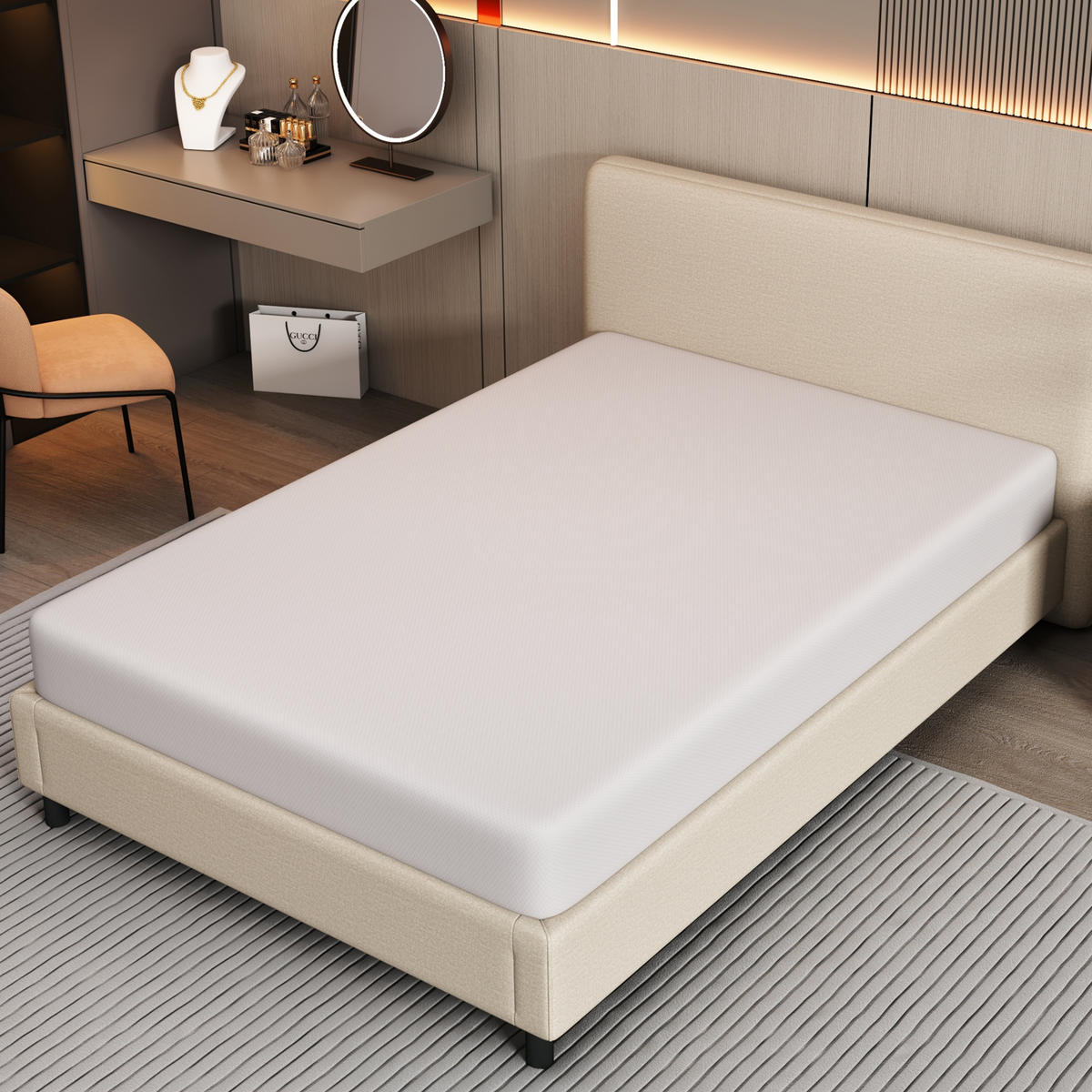 SCHAUMSTOFFMATRATZE Ergonomische H3 mit waschbarem Bezug - Weiß, Textil - Gisaae