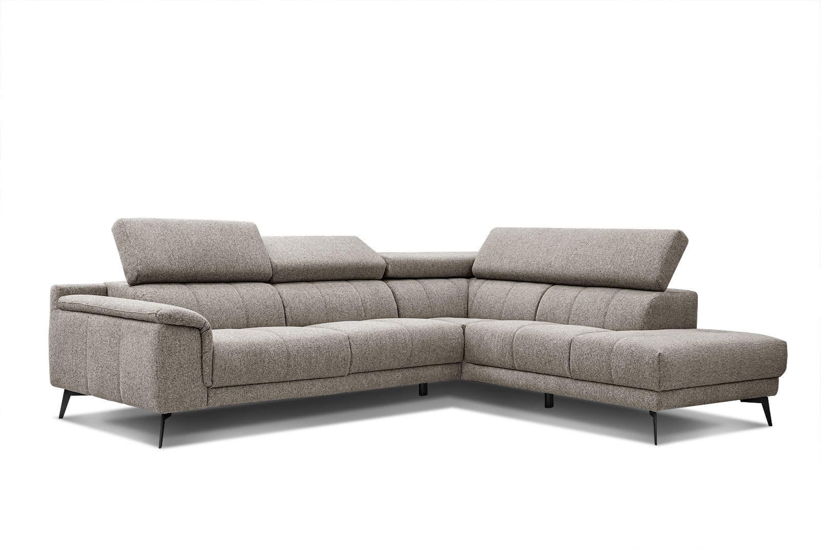 ECKSOFA FIERO 5-Sitzer, taupe - Taupe/Schwarz, Holzwerkstoff/Textil (290/228cm) - Courtois Laville
