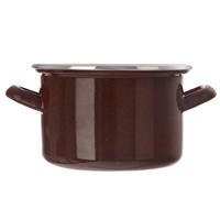 EMAILLIERTOPF Brown mit Griffen braun - Braun, Metall (16cm) - Orion 