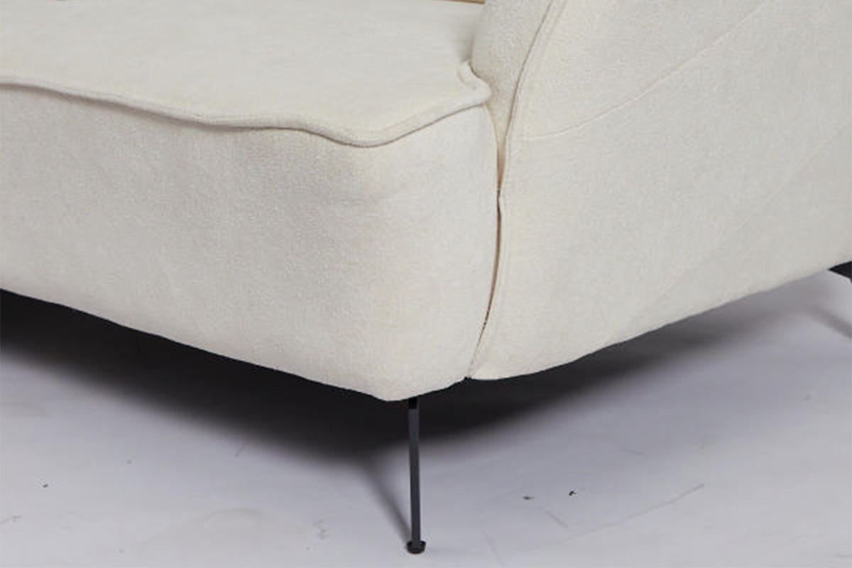DESIGNSOFA GARBO Cremeweiß Webstoff - Creme/Schwarz, Textil/Metall (280/92/158cm) - KAWOLA