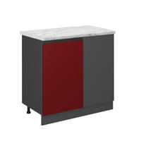 ECKUNTERSCHRANK R-Line Rot 86 cm AP Marmor - Anthrazit/Rot, Holzwerkstoff (86/81.6/60cm) - Vicco