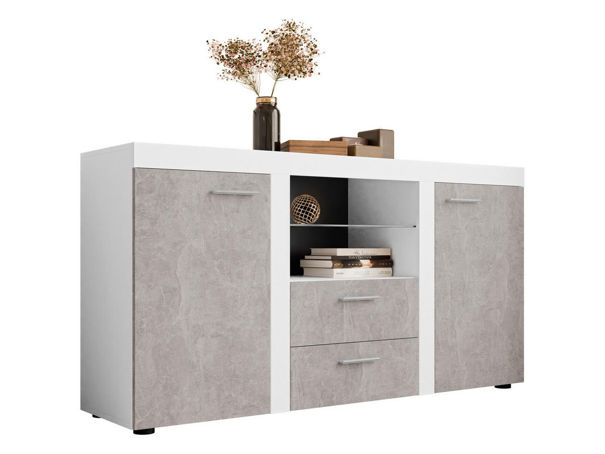 KOMMODE Rumba - Weiß/Grau, Holzwerkstoff (156/82/40cm) - MIRJAN24