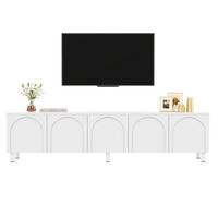 TV-LOWBOARD 180 x 38 x 45 cm aus MDF/Spanplatte, 5 Türen, Metallfüße, Weiß - Weiß, Holzwerkstoff (180/45/38cm)