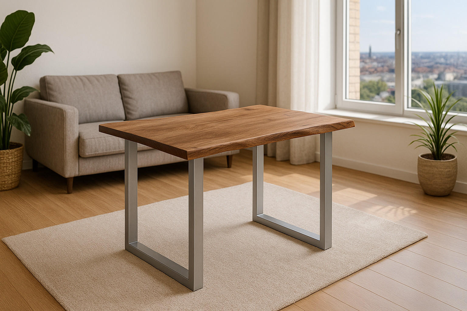 ESSTISCH LAURINA - Beige/Silberfarben, Holz/Metall (80/120/77cm) - SAM