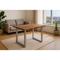 ESSTISCH LAURINA - Beige/Silberfarben, Holz/Metall (80/120/77cm) - SAM