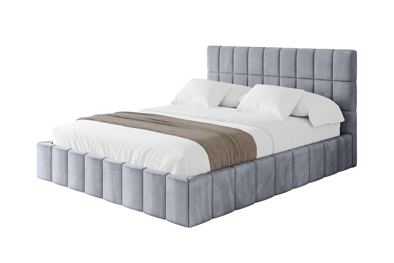 POLSTERBETT mit Bettkasten und Lattenrost, Boxbett ohne Matratze - AMEA 180x200 Grau - Grau, Holzwerkstoff/Textil (180/200cm) - ALTDECOR