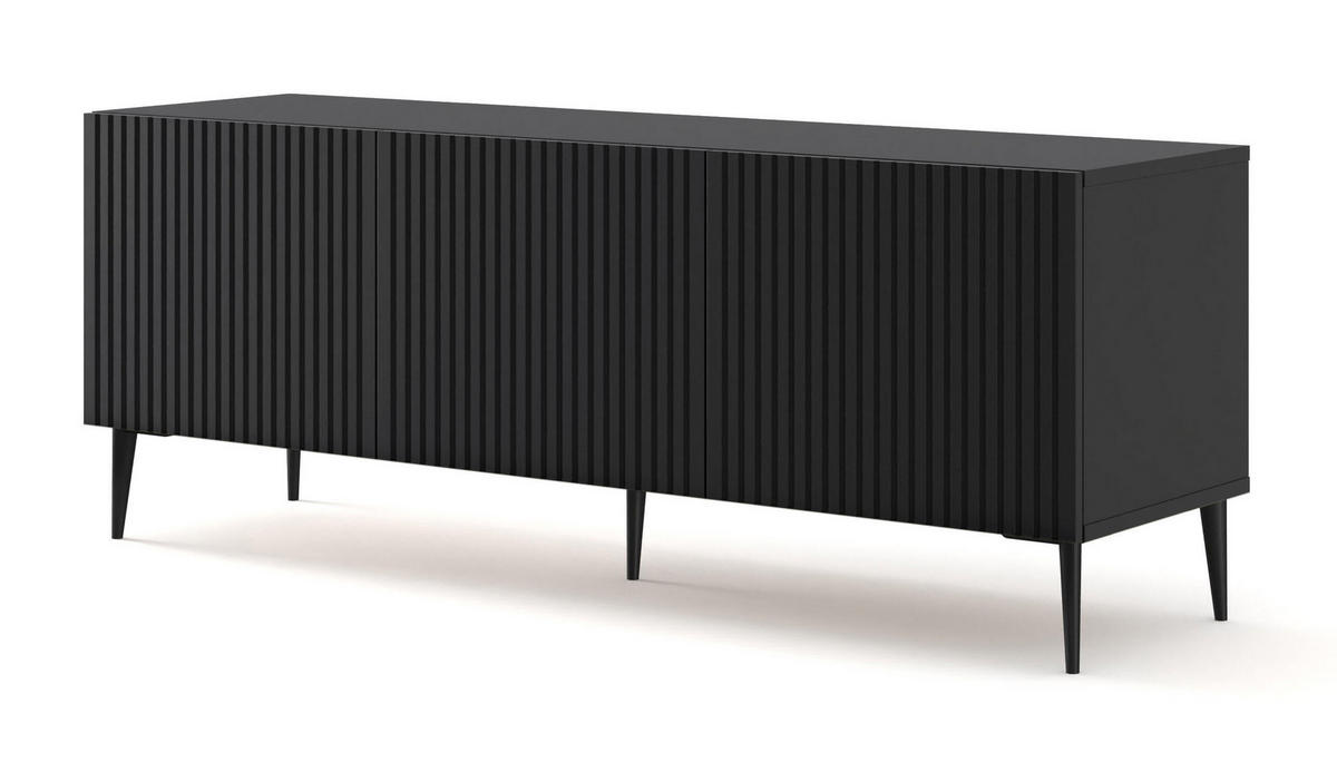TV-LOWBOARD SCHWARZ - Schwarz, Holzwerkstoff (150/56/42cm) - FURNLUX