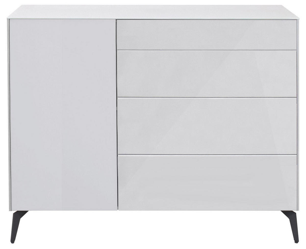 KOMMODE Elfi 131x42x104 Hochglanz Kreidegrau/Glas Kreidegrau - Hellgrau, Holzwerkstoff (131/104/42cm) - 58aufmkessel