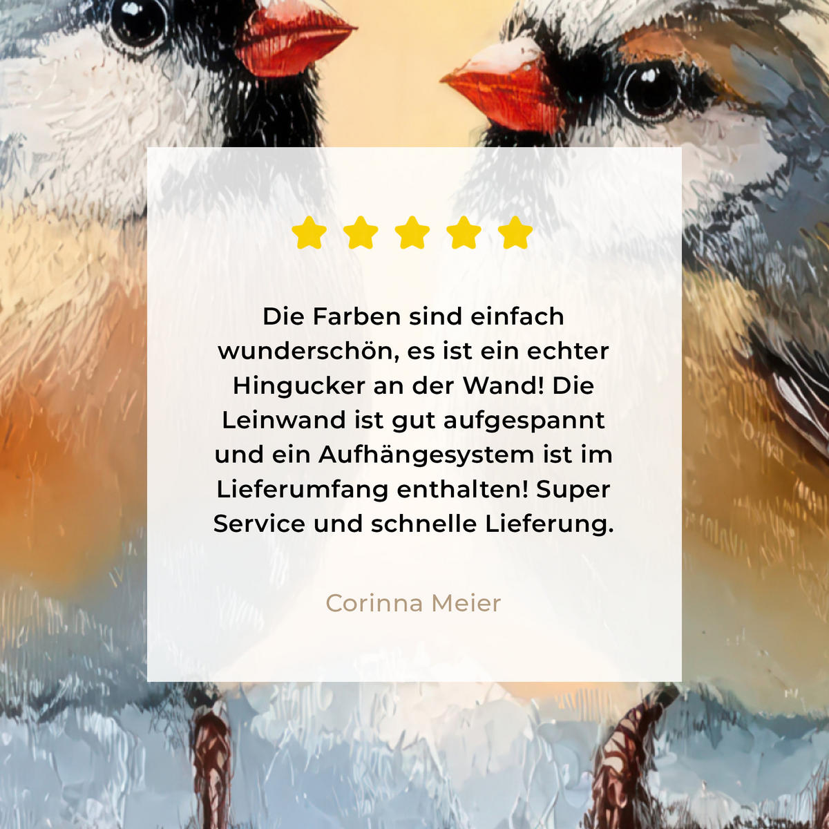 LEINWANDBILD Vögel - Zweig - Winter - Schnee 50x50 cm - Pastellblau, Textil (50/50cm) - MuchoWow