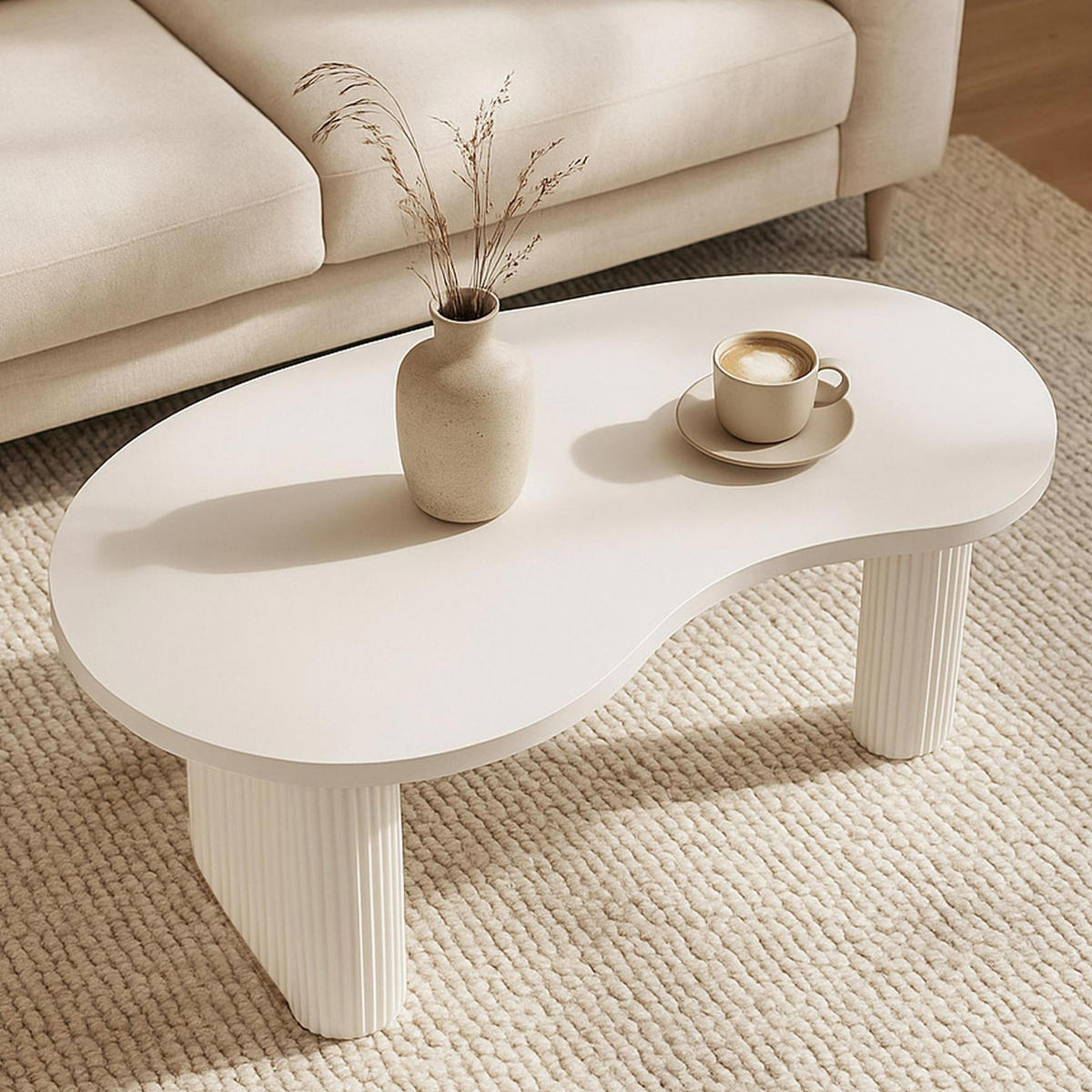 COUCHTISCH organisch Weiß - Weiß, Holz (60/110/45cm) - MCW