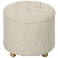 HOCKER Mit Stauraum DE-07132 Deckel & Holzbeine Cremeweiß - Creme, Holz (45/41/45cm) - ComfortXL