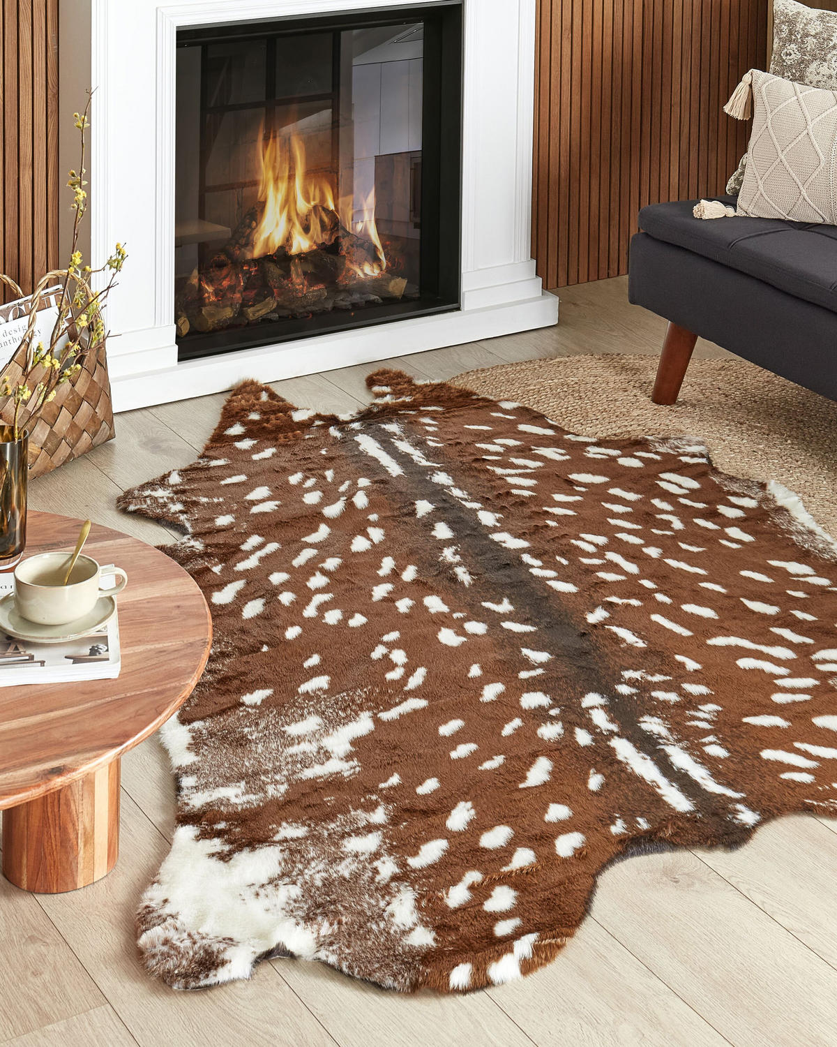 KUHFELL-TEPPICH Knoll 200/150 cm - Beige/Braun, Textil (150/200cm) - Beliani