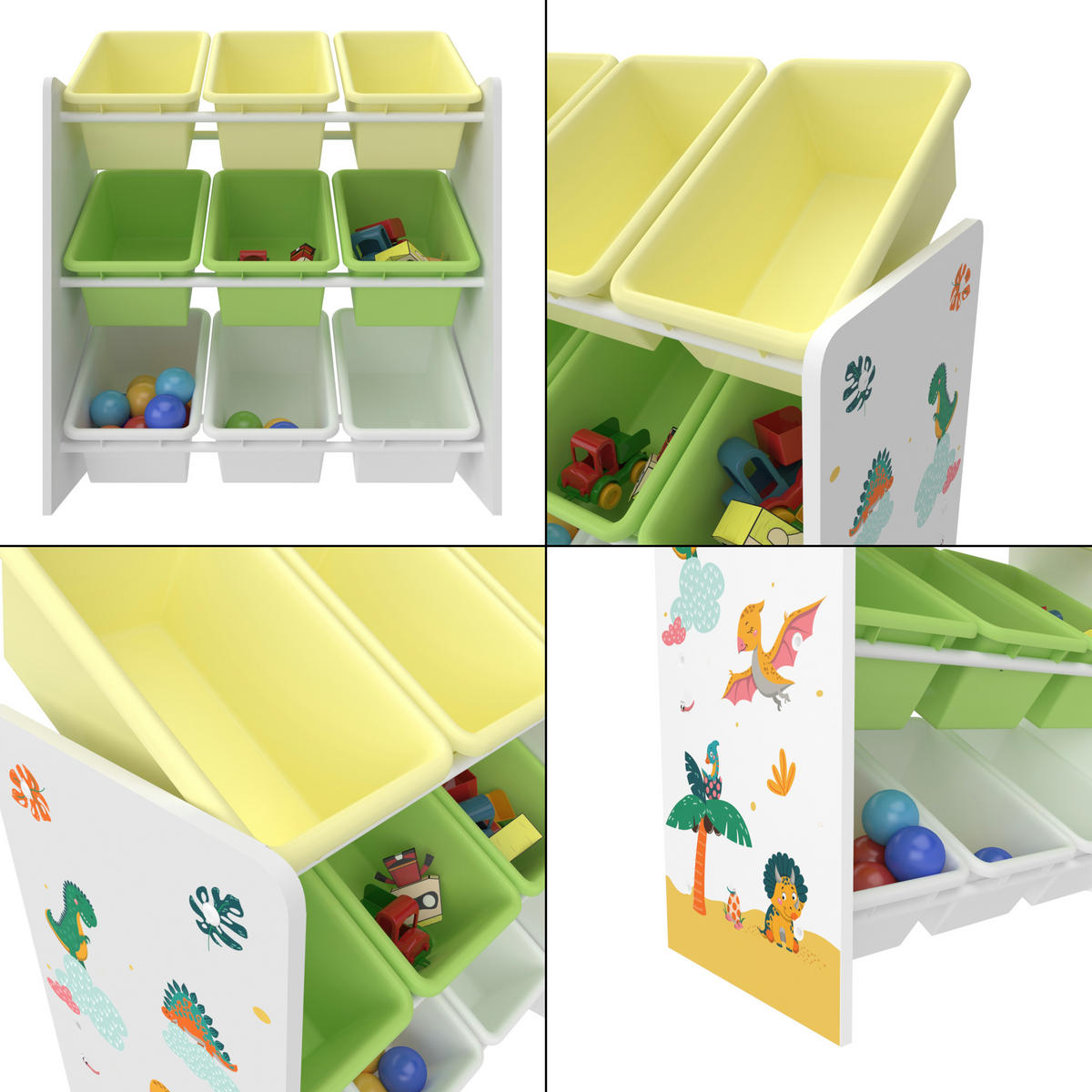 KINDERREGAL Muxía - Gelb/Weiß, Holzwerkstoff/Kunststoff (62/60/26.5cm) - [en.casa]