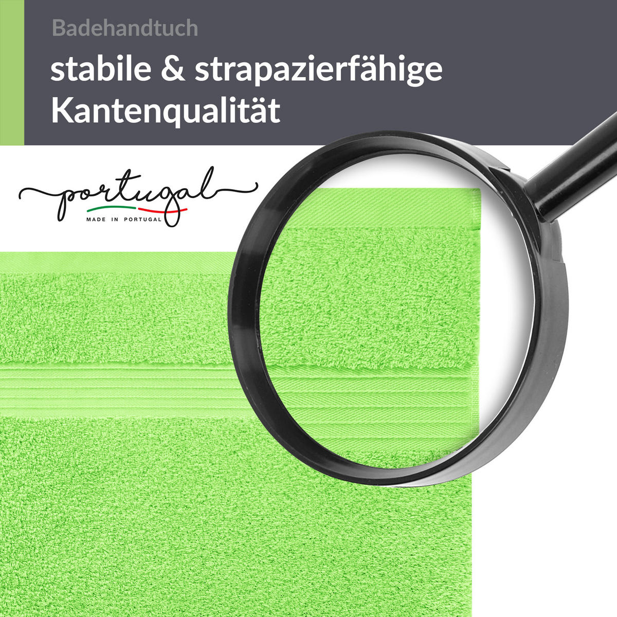BADETUCH Linz Apfel Grün 100x200 cm - Hellgrün, Textil (100/200cm) - Lashuma