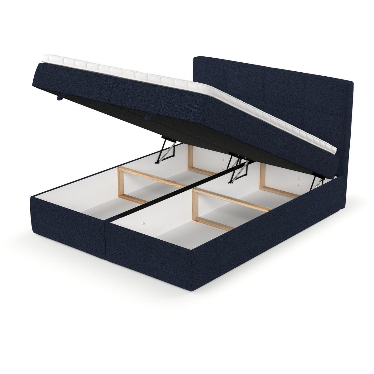 BOXBETT Velto 160/200 cm Marineblau im Riva Stoff - Schwarz/Dunkelblau, Holz/Holzwerkstoff (160/200cm) - AltaBeds