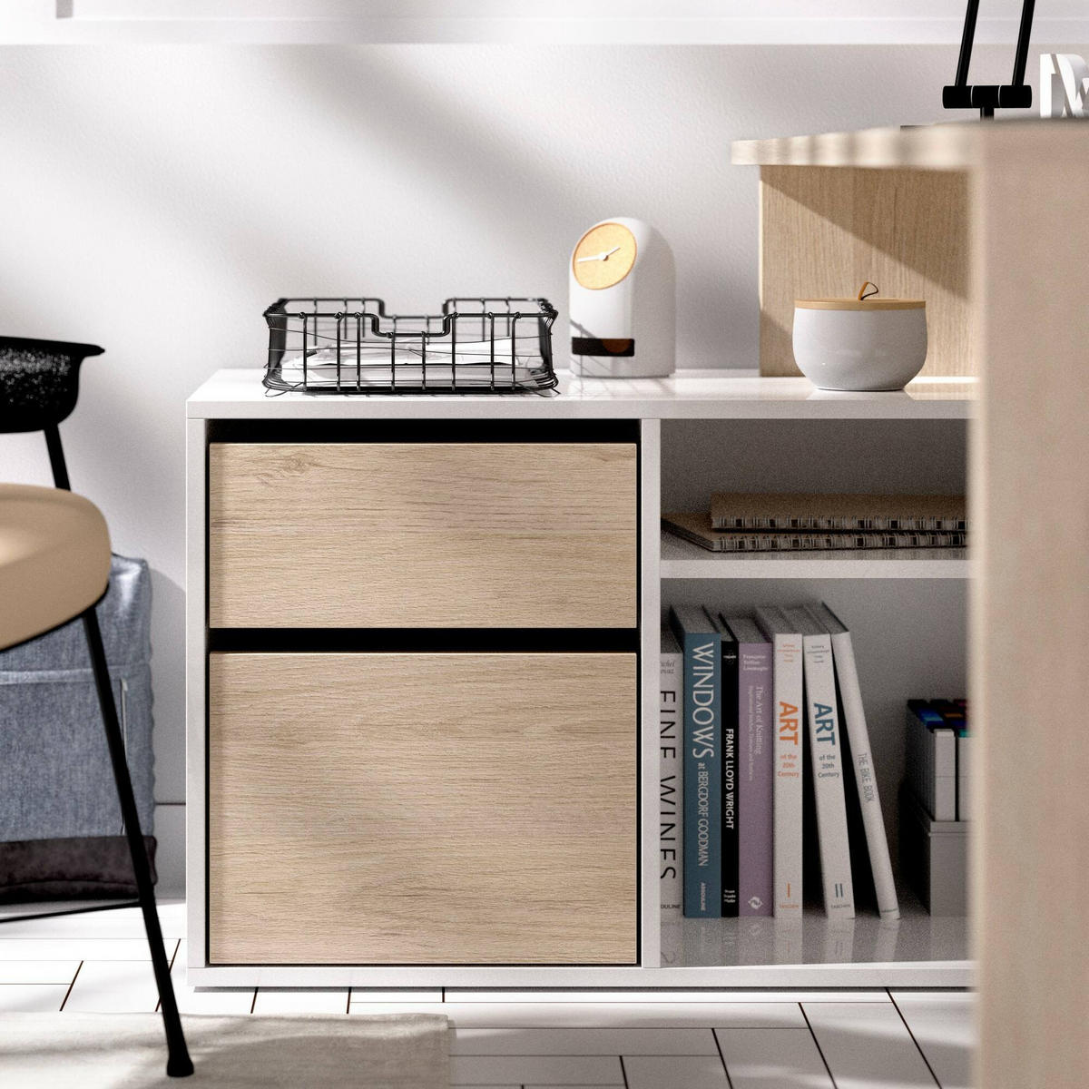 ECKSCHREIBTISCH Weiß, Eiche 92/139/75 cm - Eichefarben/Weiß, Holzwerkstoff (92/139/75cm) - DMORA