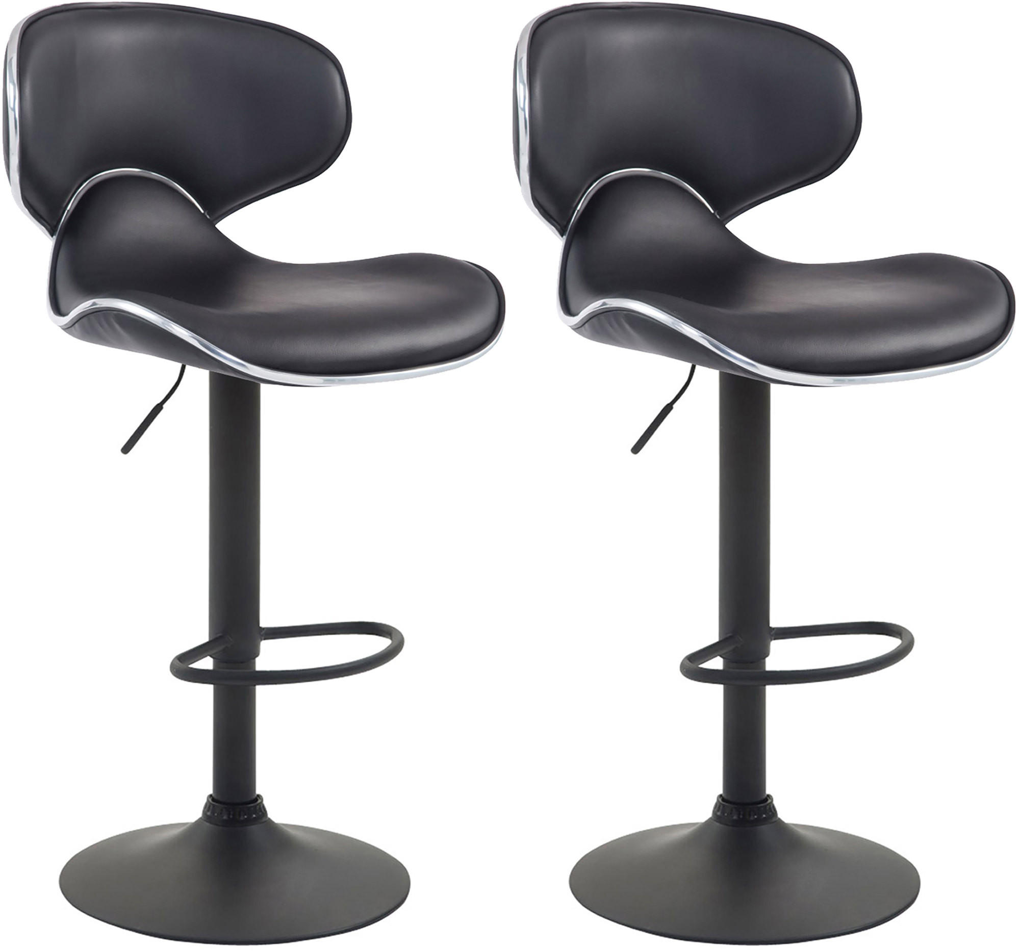 BARHOCKER 2er Set Lederlook schwarz - Schwarz, Textil/Metall (46/88/49cm) - CLP