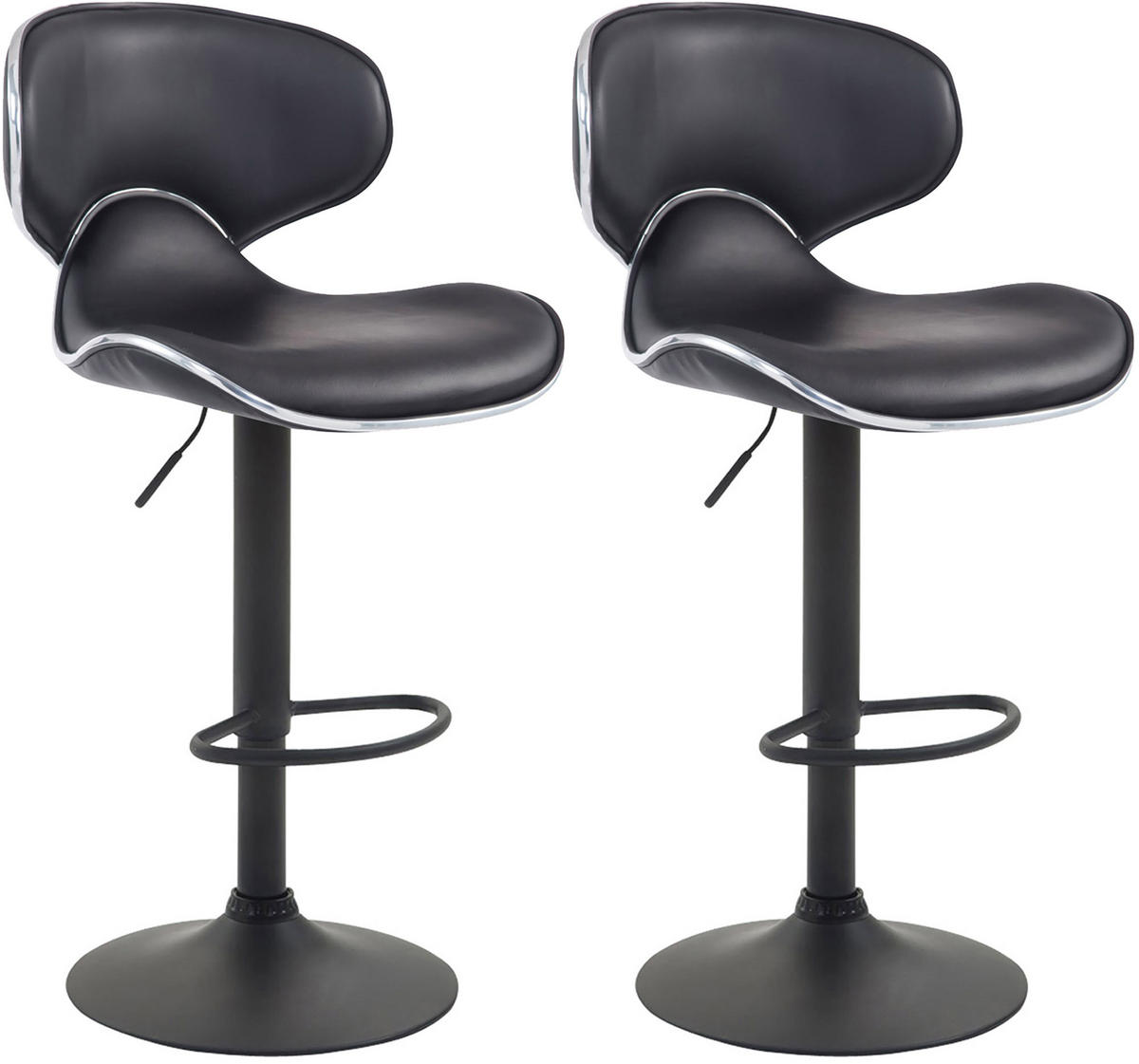 BARHOCKER 2er Set Lederlook schwarz - Schwarz, Textil/Metall (46/88/49cm) - CLP
