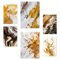 POSTER Set Mit 6 Abstrakte Farbe Braun Weiß Gold Formen A3 & A4 Rahmenlos - Klar, Papier (29/3cm) - Nacnic
