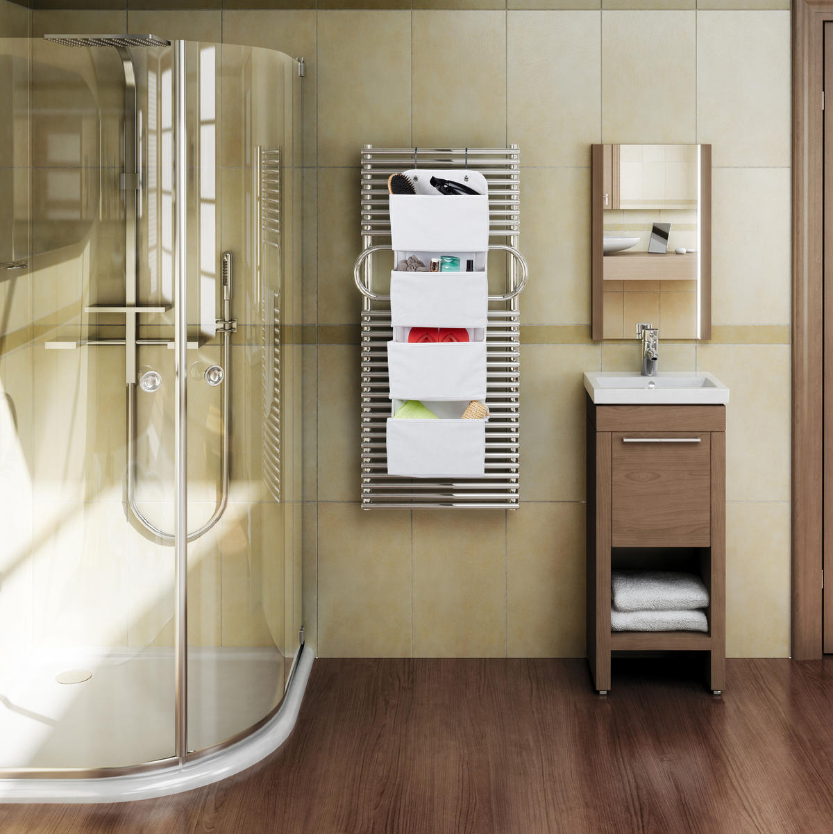 HÄNGEORGANIZER - Beige, Wellpappe/Textil (10/31/104cm) - Relaxdays