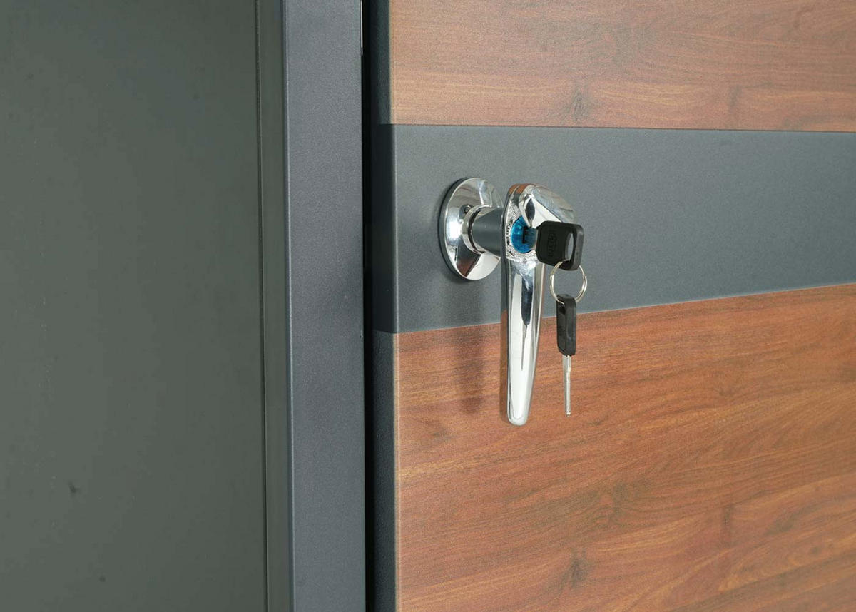 MÜLLTONNENBOX 1er XL 117x72x98cm Anthrazit Kirsche-Holzoptik Dunkelbraun - Kirschbaumfarben, Metall (72/117/98cm) - PROREGAL