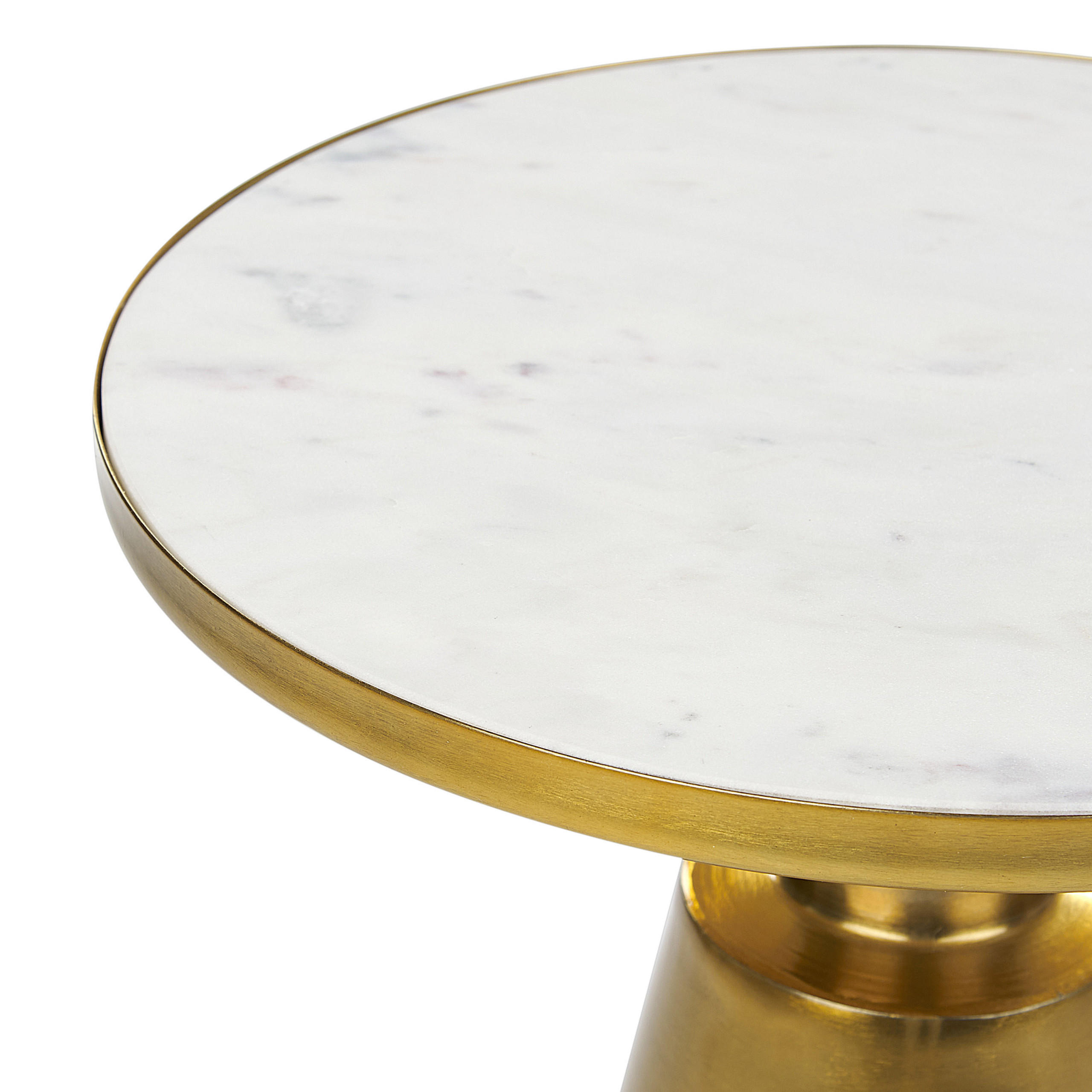 BEISTELLTISCH Metall/Marmor gold/weiß rund 35 cm Andres - Goldfarben/Weiß, Metall (35/35/49cm) - Beliani