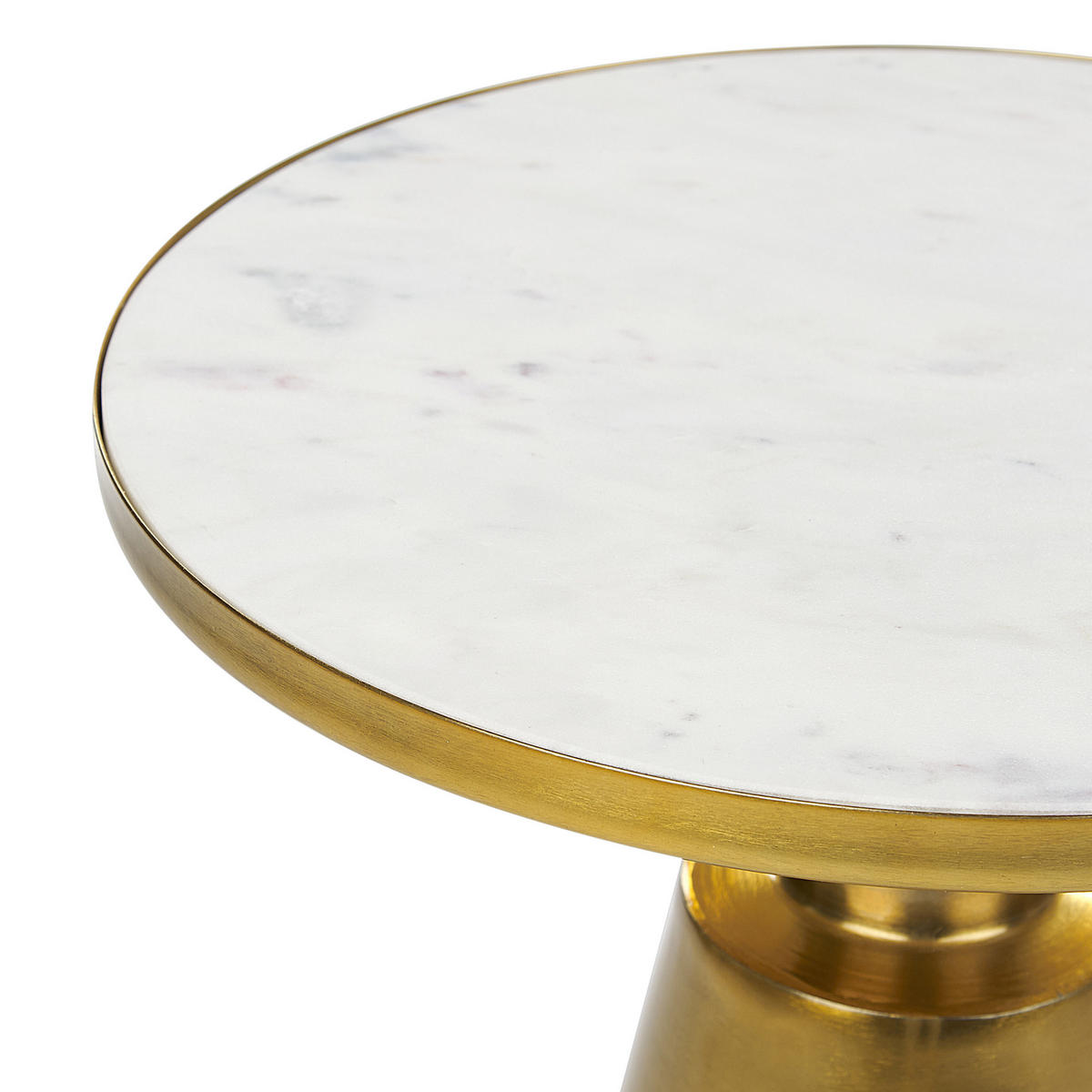 BEISTELLTISCH Metall/Marmor gold/weiß rund 35 cm Andres - Goldfarben/Weiß, Metall (35/35/49cm) - Beliani