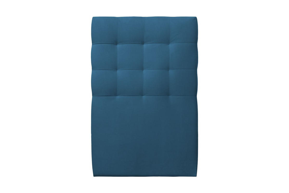 KOPFTEIL gepolstert - Gesteppt – ozeanblauer Samtstoff - 90 cm - Beige/Dunkelblau, Holz (90/120/10cm) - Sommeil de Plomb
