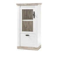 VITRINE Pinie weiß, Oslo Pinie Landhaus, Vitrinenschrank, 71 x 146 cm - Anthrazit/Weiß, Holzwerkstoff/Metall (71/146/37cm) - Furn.Design