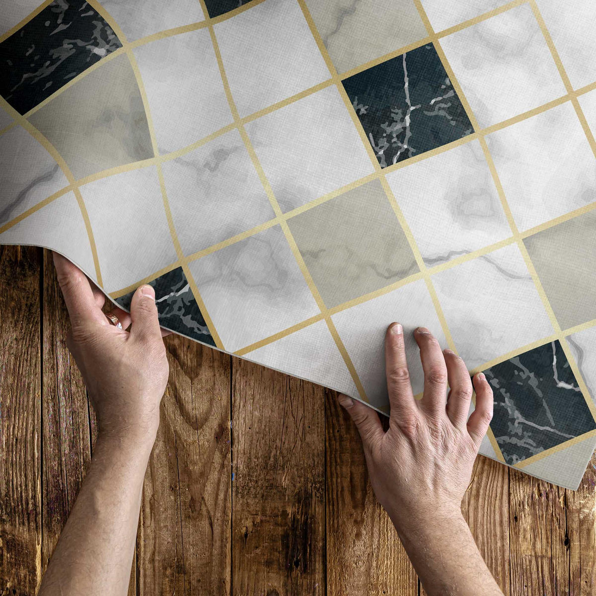 TEPPICH 100x150 cm Schöner Marmor Steinoptik - Blaugrau, Kunststoff (100/150cm) - Wallfluent