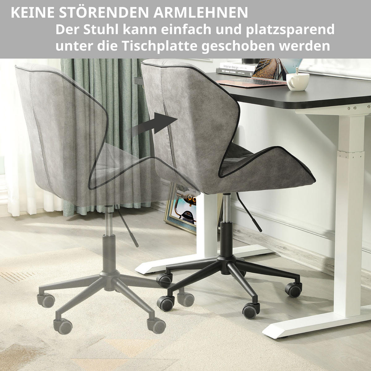 SCHREIBTISCHSTUHL Diamant Steppung Hellgrau - Grau, Textil (57/76/54cm) - SVITA