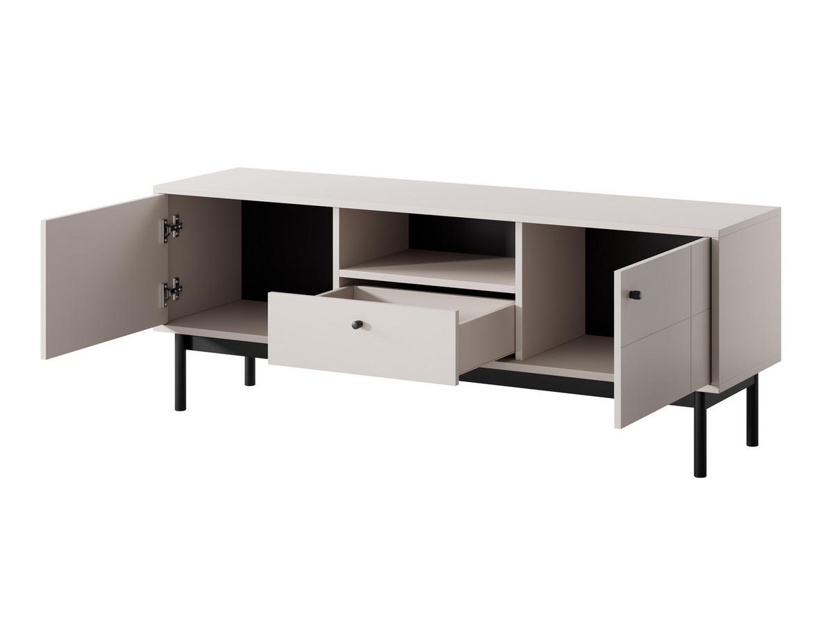 TV-STÄNDER: Kaschmir, schwarze Beine, 153,5 x 56,5 x 39 cm - Kaschmir, Holzwerkstoff (153.5/56.5/39cm) - 3XE LIVING