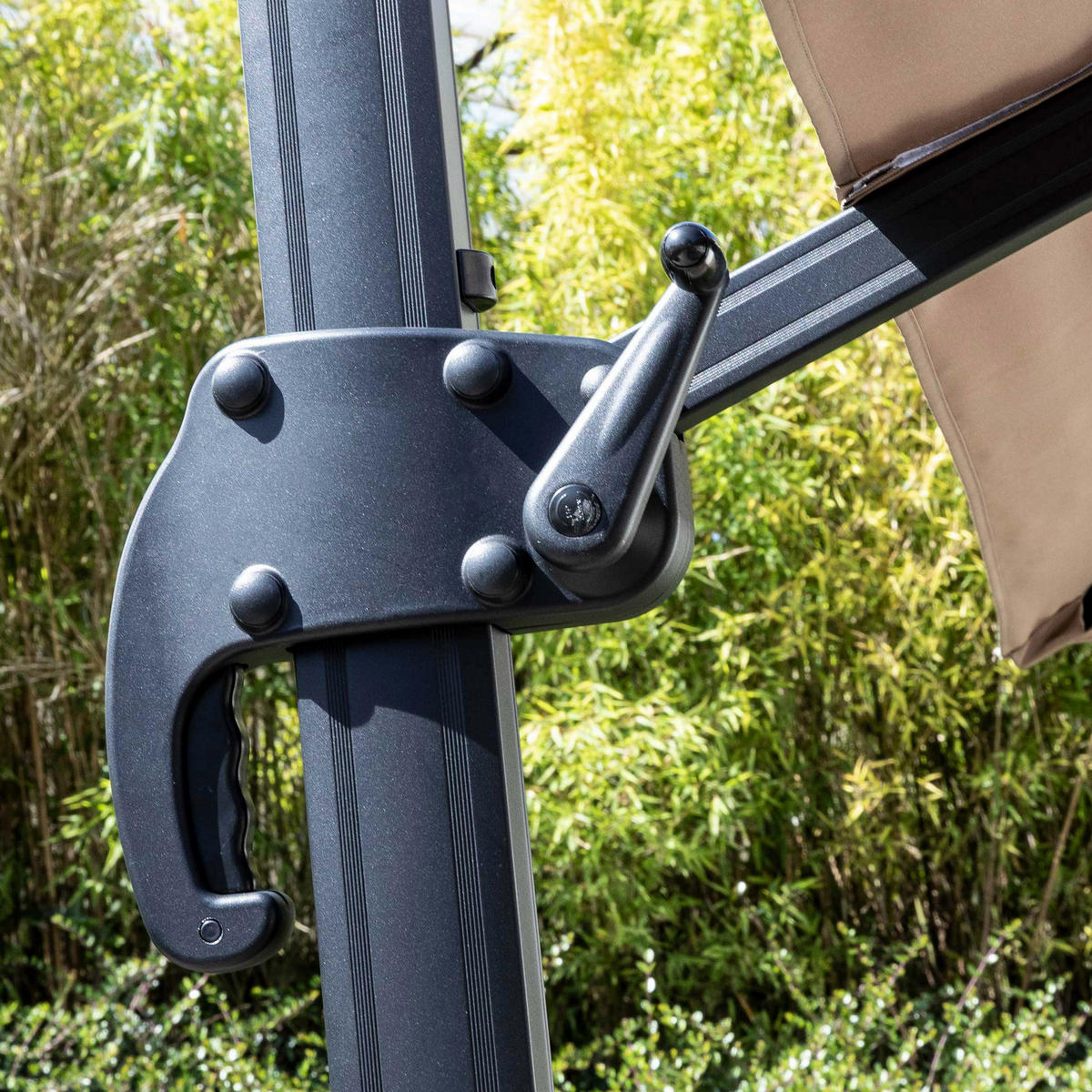 SONNENSCHIRM 3x3m mit Gewichtsplatten, Taupe - Taupe, Metall (300/300cm) - Oviala