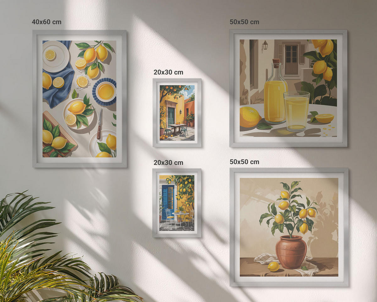BILDER SET 5er Set - 50x50 cm & 20x30 cm & 40x60 cm Silberner Rahmen - Bunte Strandhäuser - Silberfarben, Kunststoff (40/60cm) - TULUP
